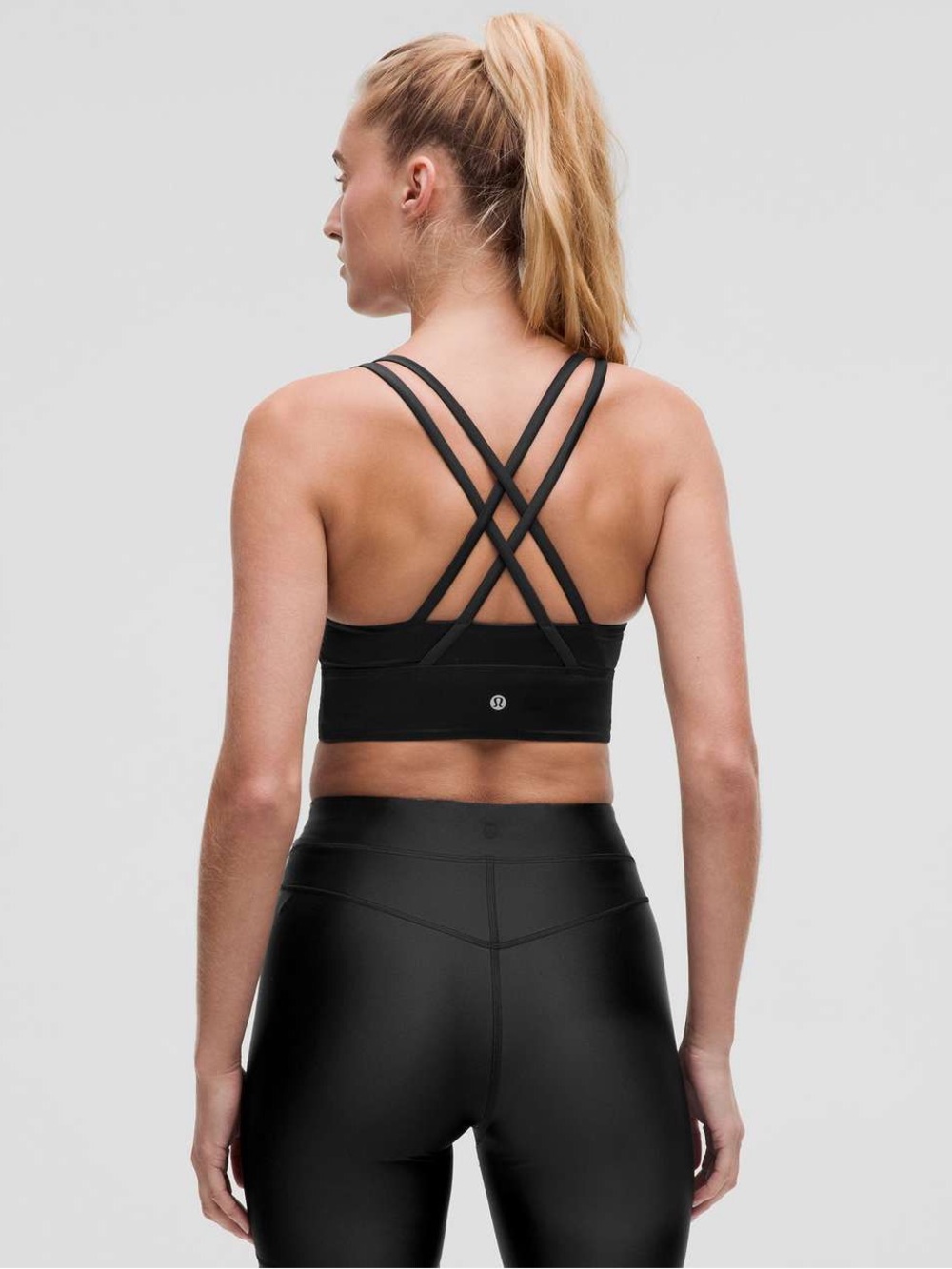 Lululemon set 2 Satin Shine High-Rise Tight 25" and Energy Longline Bra sz 4